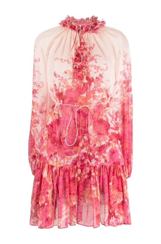 Короткое платье High Tide с розовым цветочным принтом Zimmerman, фото