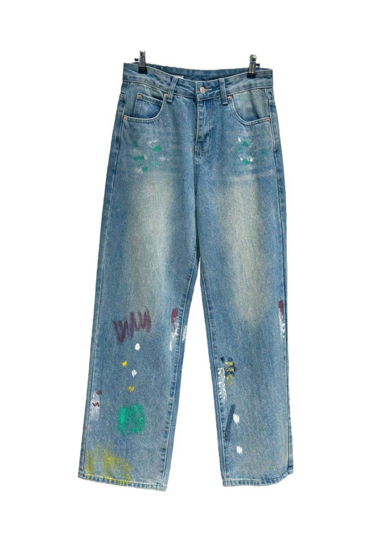 Разрисованные широкие джинсы Maison Margiela, фото
