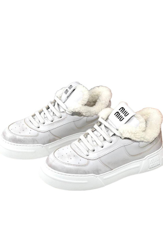 Белые кроссовки с потертостями Miu Miu, фото