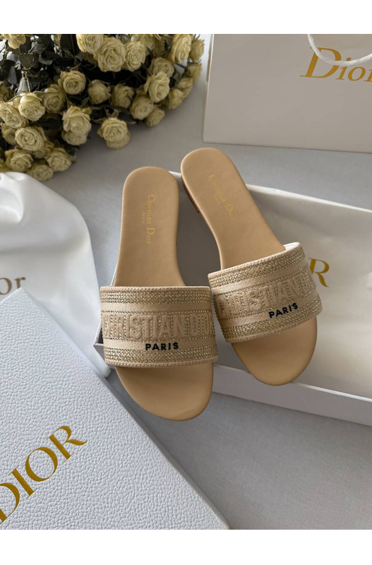 Шлепанцы Dway Slippers L. Gold Dior, фото