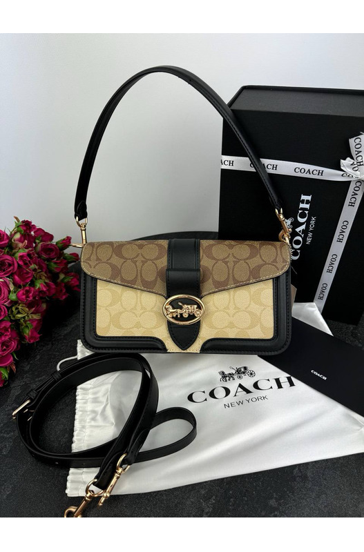 Сумка Coach Black Beige Logo Coach, фото